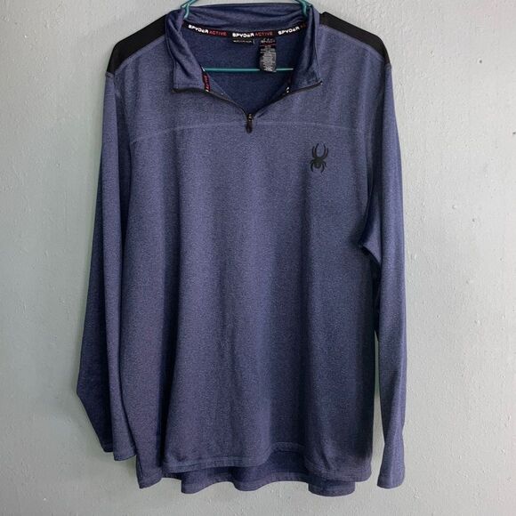 Spyder ProW-B Navy and Black fleece lined Long Sleeve quarter zip #711 - Picture 1 of 7